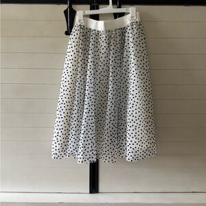 White A-Line Skirt with Black hearts